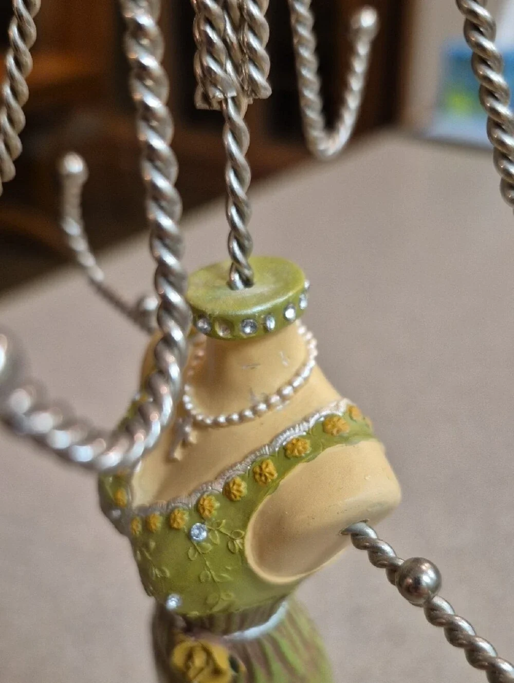 Elegant Green Dress Jewelry Stand Organizer